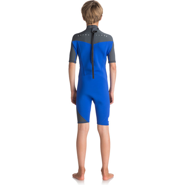 Quiksilver Boys Syncro Series 2mm Back Zip Shorty Wetsuit HV ROYAL BLUE
